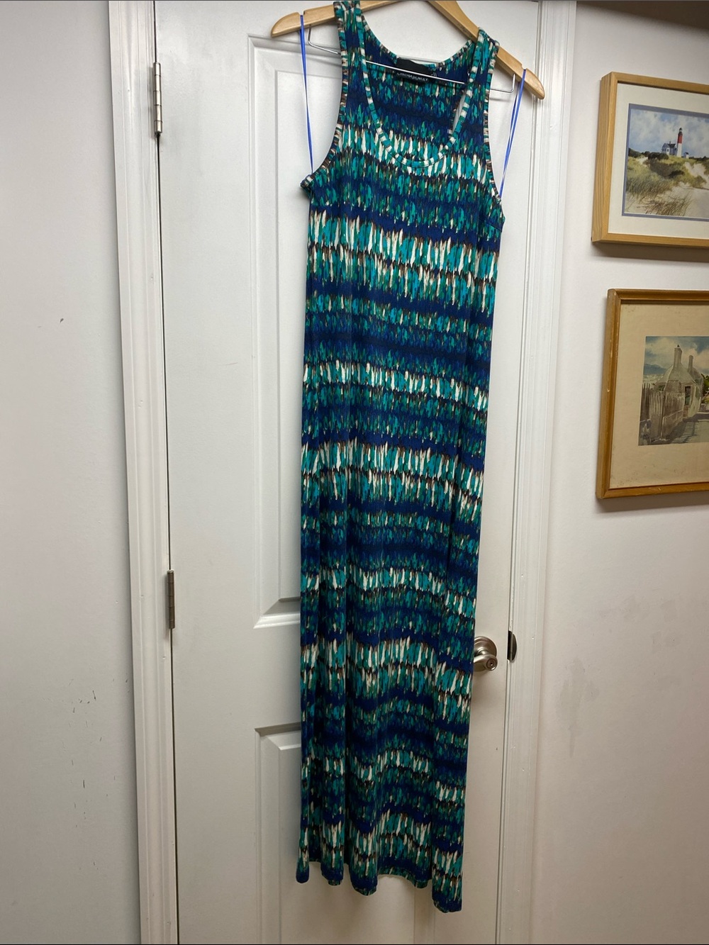 Cynthia Rowley Blue Green Black Printed long dress